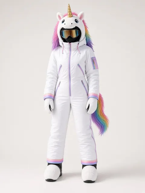 Unicorn Ski Onesie, studio concept render